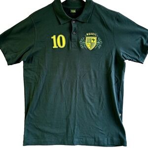 Polo‎ Brazil #10 Trilha Mix Shirt Men's L Green Yellow Embroidered Retro